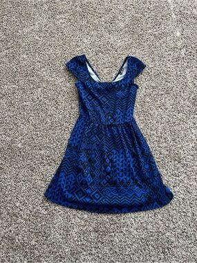 Deb Blue Geo-Print Scoop Neck Mini Dress